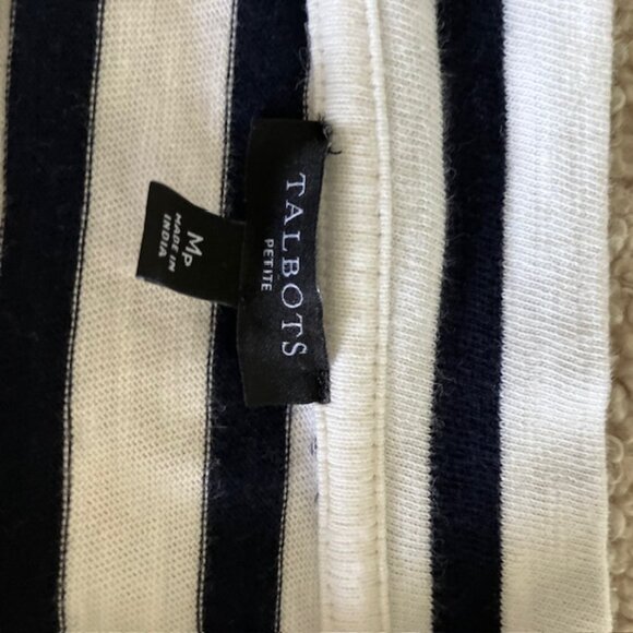 Talbots women's knit pullover black white stripe size Med "Ooh La La " - Picture 4 of 4